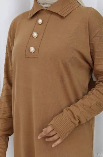 Knitwear Polo Collar Button Dress 1141-07 Milk Coffee 1141-07