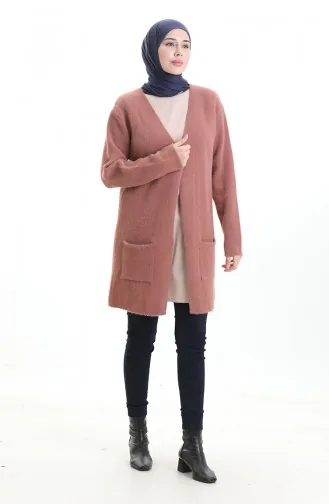 Cardigan à Poche En Tricot 0412-06 Rose Poudré 0412-06