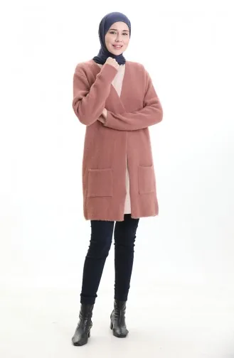 Cardigan à Poche En Tricot 0412-06 Rose Poudré 0412-06