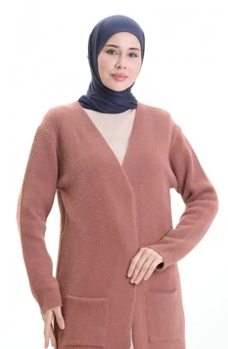 Cardigan à Poche En Tricot 0412-06 Rose Poudré 0412-06