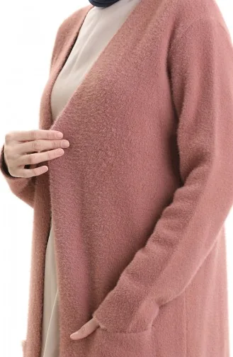 Cardigan à Poche En Tricot 0412-06 Rose Poudré 0412-06