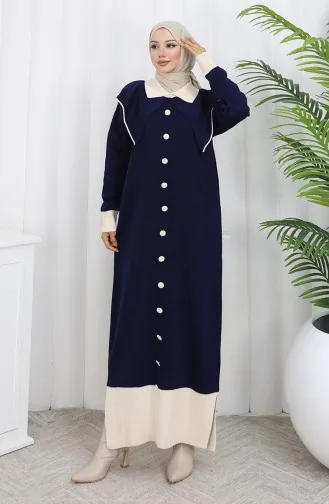 Strickkleid Mit Button-Down-Kragen 0513-01 Marineblau 0513-01