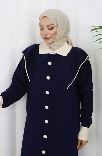 Strickkleid Mit Button-Down-Kragen 0513-01 Marineblau 0513-01