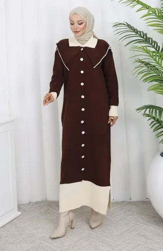 Strickkleid Mit Button-Down-Kragen 0513-05 Braun 0513-05