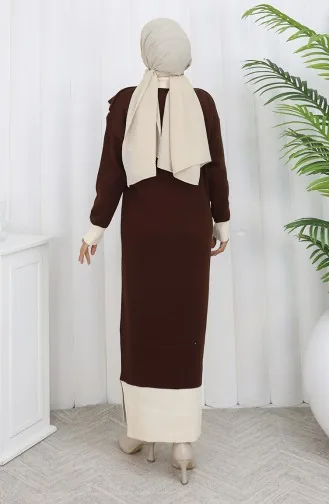 Strickkleid Mit Button-Down-Kragen 0513-05 Braun 0513-05
