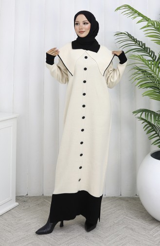 Gebreide Jurk Met Knoopjeskraag En Details 0513-06 Beige 0513-06