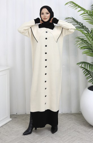 Gebreide Jurk Met Knoopjeskraag En Details 0513-06 Beige 0513-06