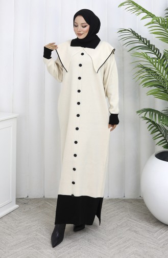 Gebreide Jurk Met Knoopjeskraag En Details 0513-06 Beige 0513-06
