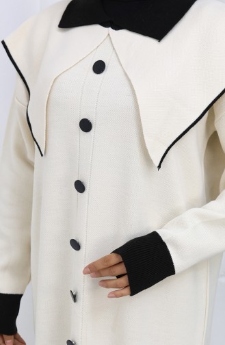 Gebreide Jurk Met Knoopjeskraag En Details 0513-06 Beige 0513-06