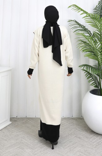 Gebreide Jurk Met Knoopjeskraag En Details 0513-06 Beige 0513-06