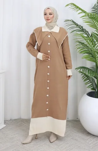 Strickkleid Mit Button-Down-Kragen 0513-08 Milchkaffee 0513-08