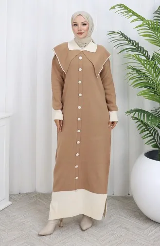 Strickkleid Mit Button-Down-Kragen 0513-08 Milchkaffee 0513-08