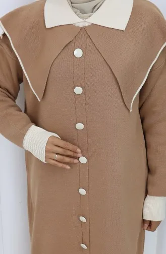 Strickkleid Mit Button-Down-Kragen 0513-08 Milchkaffee 0513-08