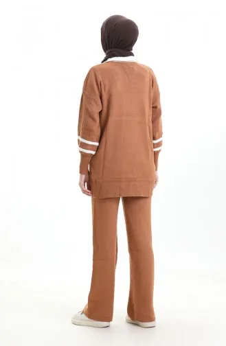 Knitwear Collar Detailed Tunic Trousers Two Piece Set 1002-11 Tan 1002-11