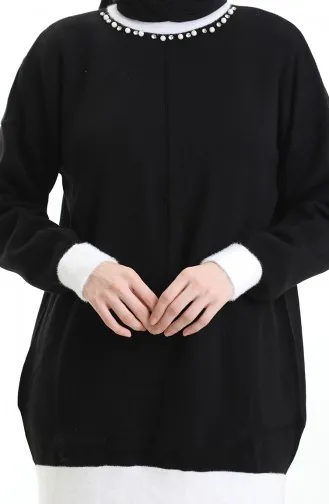 Knitwear Pearl Detailed Tunic Trousers Two Piece Suit 1011-09 Black 1011-09