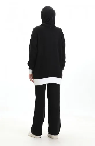 Knitwear Pearl Detailed Tunic Trousers Two Piece Suit 1011-09 Black 1011-09