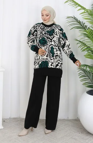 Triko Garnili Tunik Pantolon İkili Takım 1060-04 Petrol