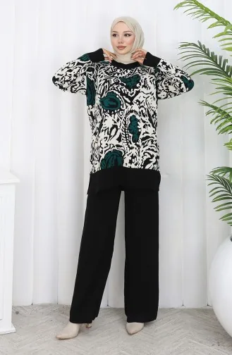 Triko Garnili Tunik Pantolon İkili Takım 1060-04 Petrol