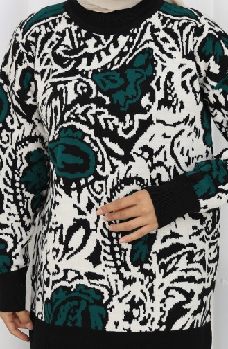 Ensemble Deux Pièces Tunique Et Pantalon Garnis En Tricot 1060-04 Pétrole 1060-04
