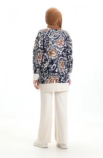 Gebreide Tuniek Met Garnering Tweedelig Setje 1060-08 Beige 1060-08