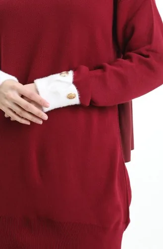 Knitwear Tunic With Button Detail And Garnish 3000-13 Claret Red 3000-13