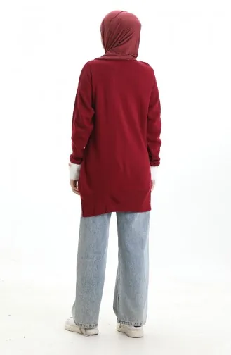 Knitwear Tunic With Button Detail And Garnish 3000-13 Claret Red 3000-13