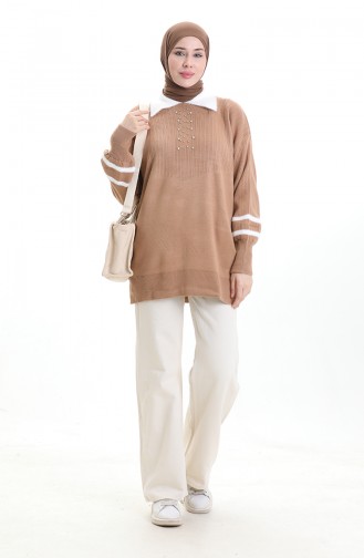 Knitwear Balloon Sleeve Collar Tunic 3007-13 Milk Coffee 3007-13