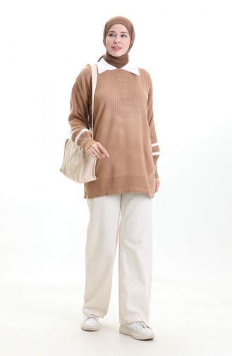 Knitwear Balloon Sleeve Collar Tunic 3007-13 Milk Coffee 3007-13