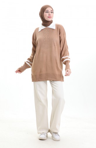 Knitwear Balloon Sleeve Collar Tunic 3007-13 Milk Coffee 3007-13