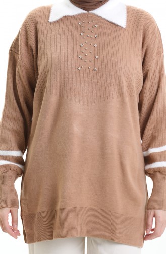 Knitwear Balloon Sleeve Collar Tunic 3007-13 Milk Coffee 3007-13