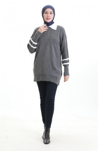 Knitwear Balloon Sleeve Collar Tunic 3007-15 Smoke 3007-15