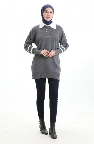 Knitwear Balloon Sleeve Collar Tunic 3007-15 Smoke 3007-15