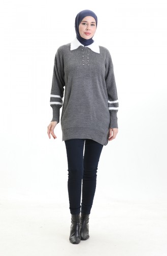 Knitwear Balloon Sleeve Collar Tunic 3007-15 Smoke 3007-15