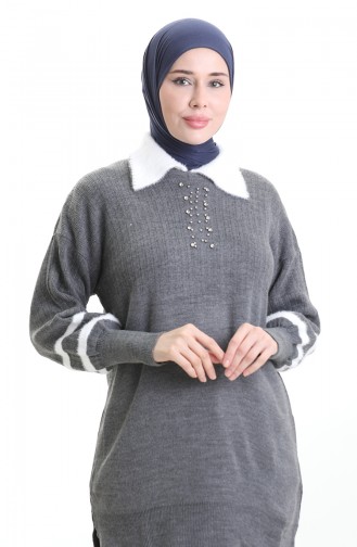 Knitwear Balloon Sleeve Collar Tunic 3007-15 Smoke 3007-15