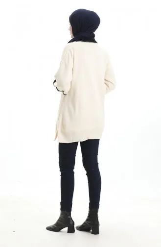 Triko Balon Kollu Yakalı Tunik 3007-16 Krem