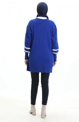 Triko Balon Kollu Yakalı Tunik 3007-17 Saks