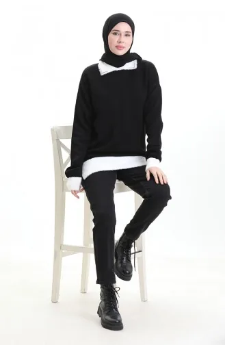 تونيك محبوك مزين بالخرز 3002-01 أسود 3002-01