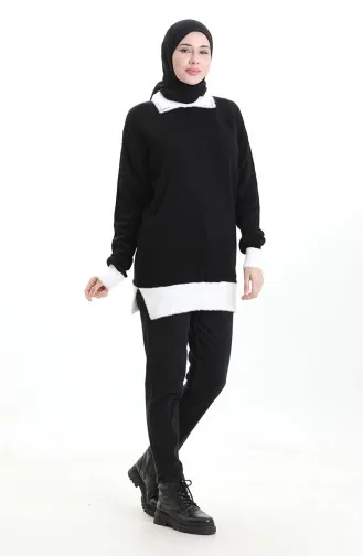 تونيك محبوك مزين بالخرز 3002-01 أسود 3002-01