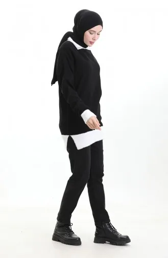 تونيك محبوك مزين بالخرز 3002-01 أسود 3002-01