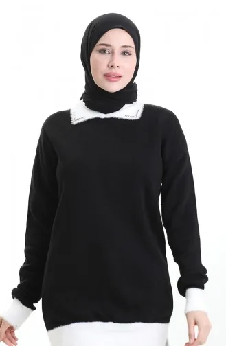 تونيك محبوك مزين بالخرز 3002-01 أسود 3002-01