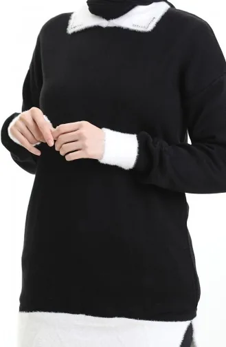 تونيك محبوك مزين بالخرز 3002-01 أسود 3002-01