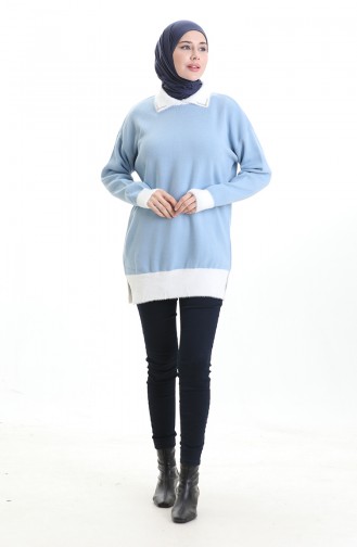 Knitted Beaded Detailed Tunic 3002-03 Baby Blue 3002-03