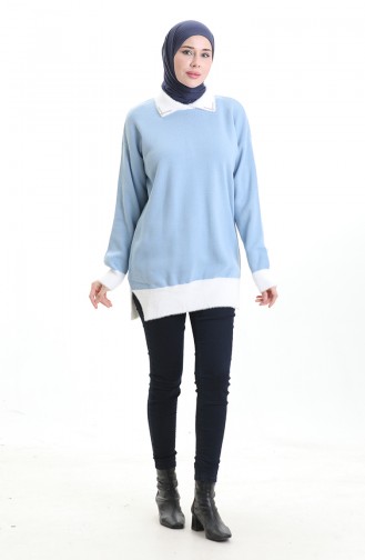 Knitted Beaded Detailed Tunic 3002-03 Baby Blue 3002-03