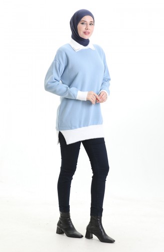 Knitted Beaded Detailed Tunic 3002-03 Baby Blue 3002-03