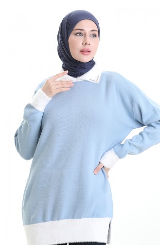 Knitted Beaded Detailed Tunic 3002-03 Baby Blue 3002-03