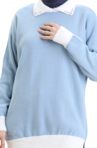 Knitted Beaded Detailed Tunic 3002-03 Baby Blue 3002-03