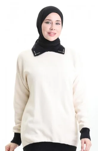 تونيك محبوك ومُطرز بالخرز 3002-04 بيج 3002-04