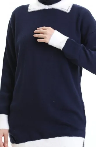 Triko Boncuk Detaylı Tunik 3002-06 Lacivert