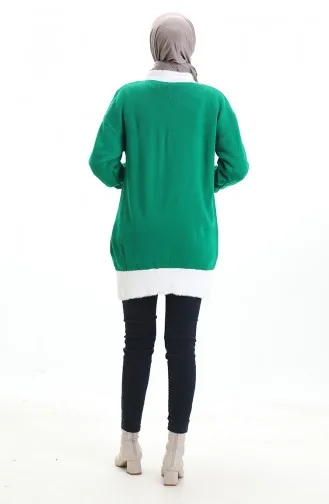 Tunique Tricotée Ornée De Perles 3002-08 Vert émeraude 3002-08