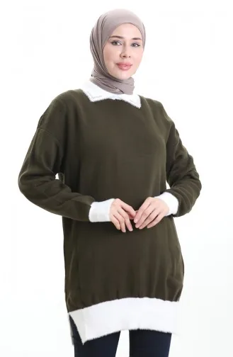 Triko Boncuk Detaylı Tunik 3002-09 Haki